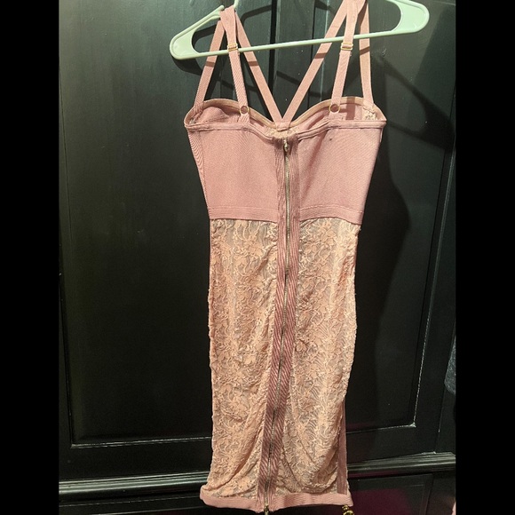 House of CB Perrina Mauve Sheer Lace Bandage Dress With High Waisted Briefs - Picture 11 of 15